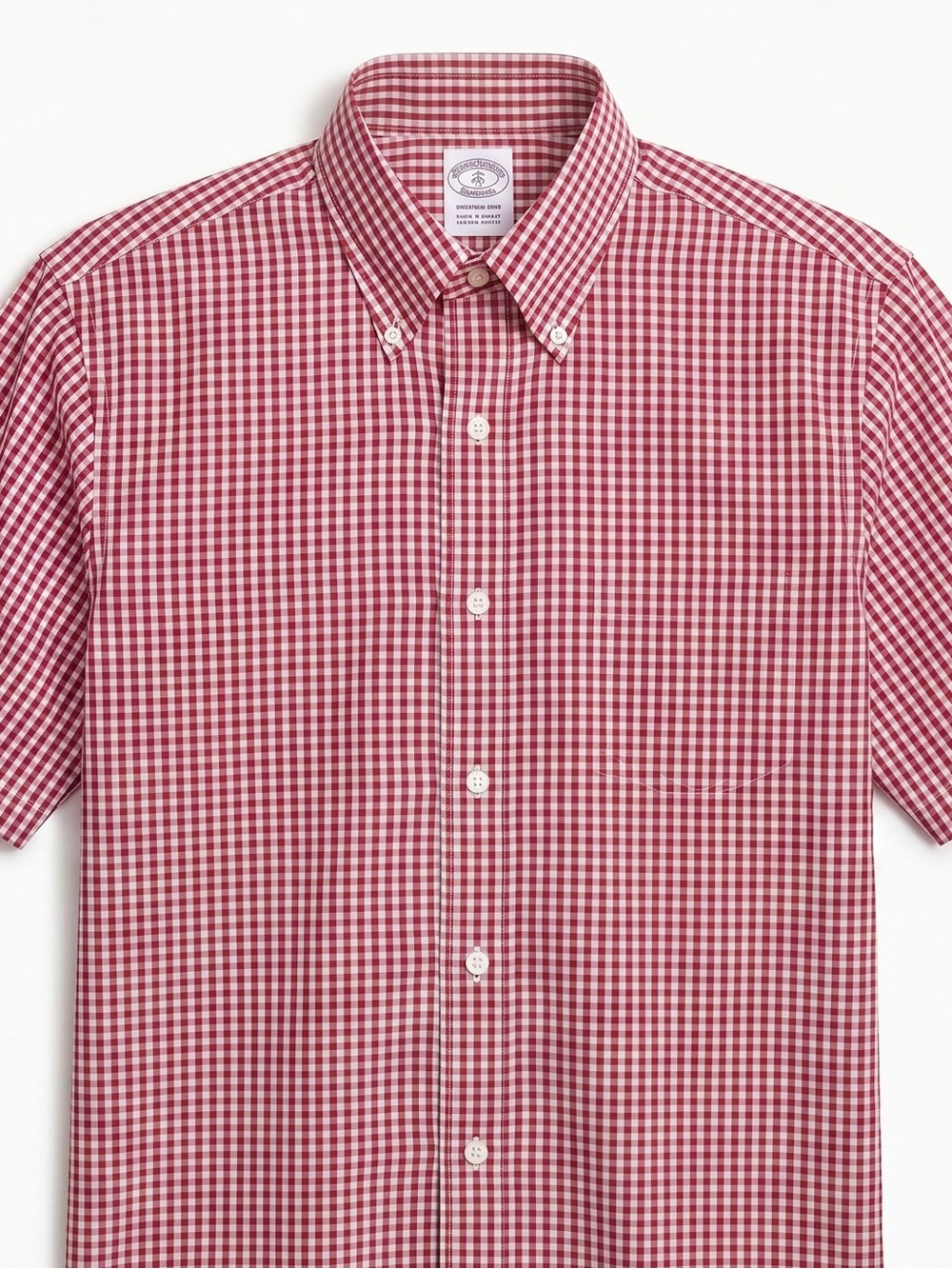 Brooks Brothers Men’s Red & White Plaid Gingham SS Button-Down Shirt